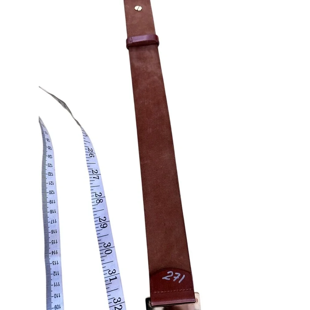 W. Kleinberg America Womens Brown Leather‎ Studded Buckle Belt Size S